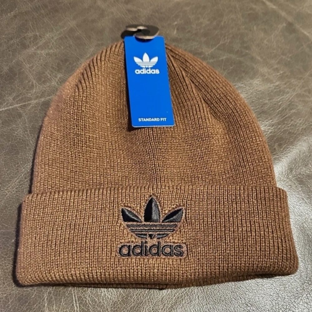 NWT Unisex Adidas Preloved Brown/Black Trefoil  Beanie - Picture 3 of 8